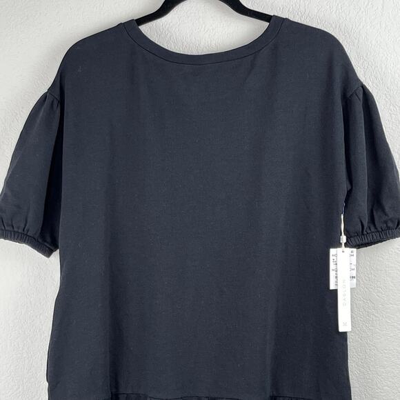 Caslon Cotton Black Drop Waist Short Sleeve Babydoll Mini Dress Med/Large NWT - Picture 8 of 13